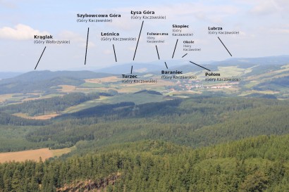 Panorama z Trójgarbu: Góry Kaczawskie