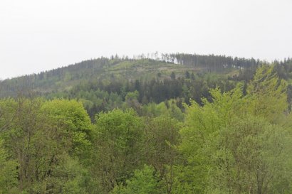 Trojak widziany z żółtego szlaku na przełęcz Lądecką