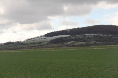 Widok z niebieskiego szlaku na czeskie wzgórze