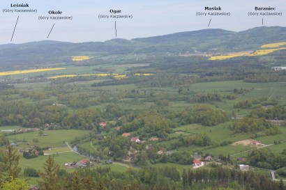 Panorama z Sokolika: Góry Kaczawskie