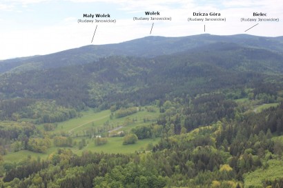 Panorama z Sokolika: Wołek, Dzicza Góra, Bielec
