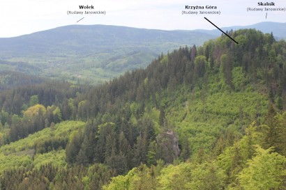 Panorama z Sokolika: Krzyżna Góra, Wołek i Skalnik